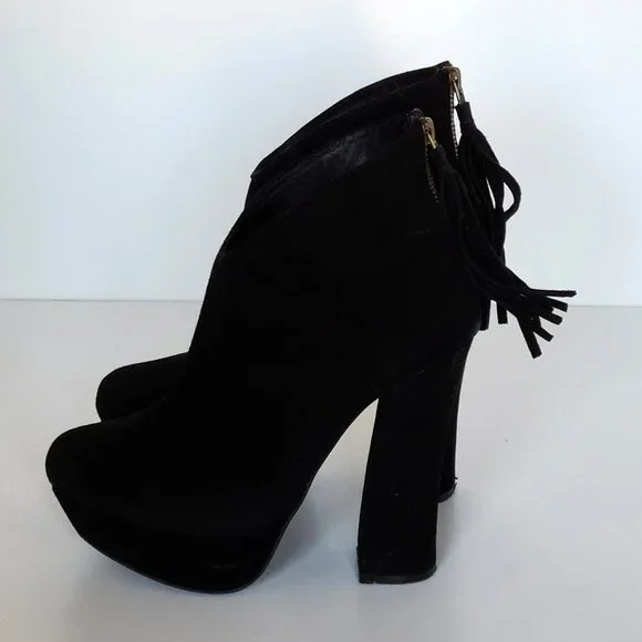 Black Suede Steve Madden Gavvin Platform Booties Size 7.5 - Picture 2 of 7